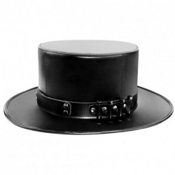 HIBIRETRO Vintage Steampunk Top Hat for Adults, Hand-Made Leather Funny Party Tall Top Hat, Unisex Costume Props Accessory for Cosplay Halloween and Dress Up - Black