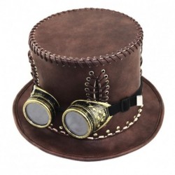 HIBIRETRO Steampunk Costume Vintage Copper Top Hat, Mask, Goggles Victorian Gothic Accessories