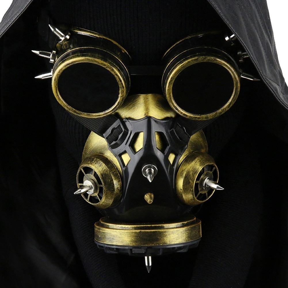 Gold Steampunk Gas Mask Goggles Women/Men Cosplay Halloween Costume Props
